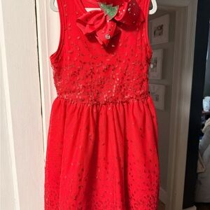 Cat & Jack Red Sparkle Kids Dress with Bow